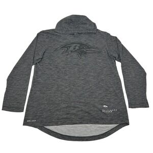 Baltimore Ravens Hoodie Tee Shirt Mens Medium Gray Nike‎ NFL Dri-FIT Long Sleeve
